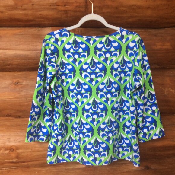 Melly M Bright Blue/Green/White Golf Hiking EUC Activewear Pullover Size XXL - Picture 2 of 5